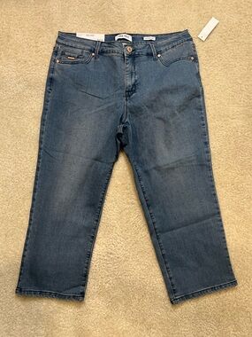 Nine West Denim Capri Jeans Blue Stretch Button Zip 5 Pocket Relaxed Women